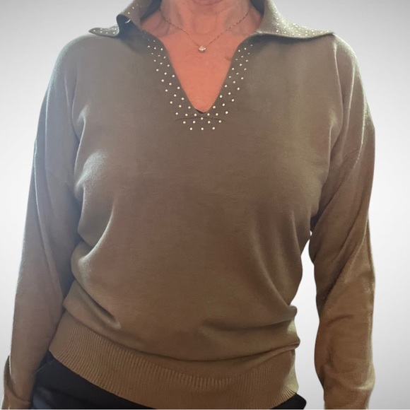 Liv Milano Olive Knit Sweater S NWT - Picture 3 of 8